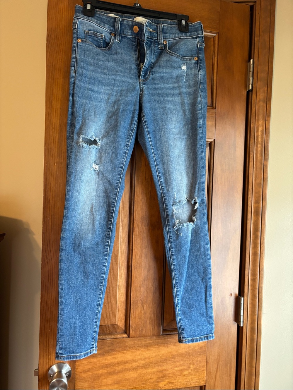 Blue Distressed Women’s Jeans - Classic Slim Fit